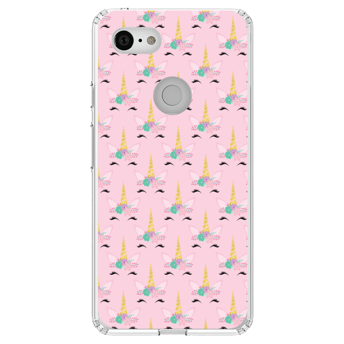 Pastel Unicorn Pattern, Pink Purple Black Clear Shockproof iPhone Case, view 21