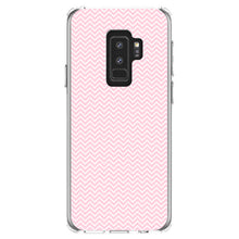 DistinctInk® Clear Shockproof Hybrid Case for Apple iPhone / Samsung Galaxy / Google Pixel - Pink & White Thin Chevron Pattern