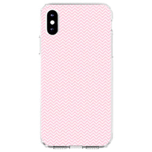 DistinctInk® Clear Shockproof Hybrid Case for Apple iPhone / Samsung Galaxy / Google Pixel - Pink & White Thin Chevron Pattern