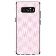 DistinctInk® Clear Shockproof Hybrid Case for Apple iPhone / Samsung Galaxy / Google Pixel - Pink & White Thin Chevron Pattern