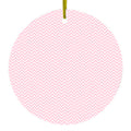Pink & White Thin Chevron Pattern Ceramic Ornament