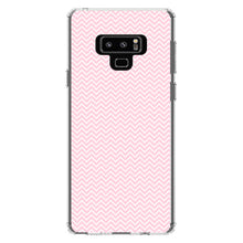 DistinctInk® Clear Shockproof Hybrid Case for Apple iPhone / Samsung Galaxy / Google Pixel - Pink & White Thin Chevron Pattern