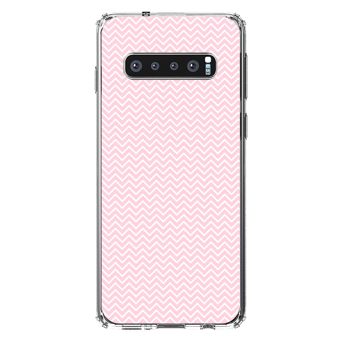 Pink & White Thin Chevron Pattern Clear Shockproof iPhone Case, view 17