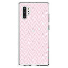 DistinctInk® Clear Shockproof Hybrid Case for Apple iPhone / Samsung Galaxy / Google Pixel - Pink & White Thin Chevron Pattern