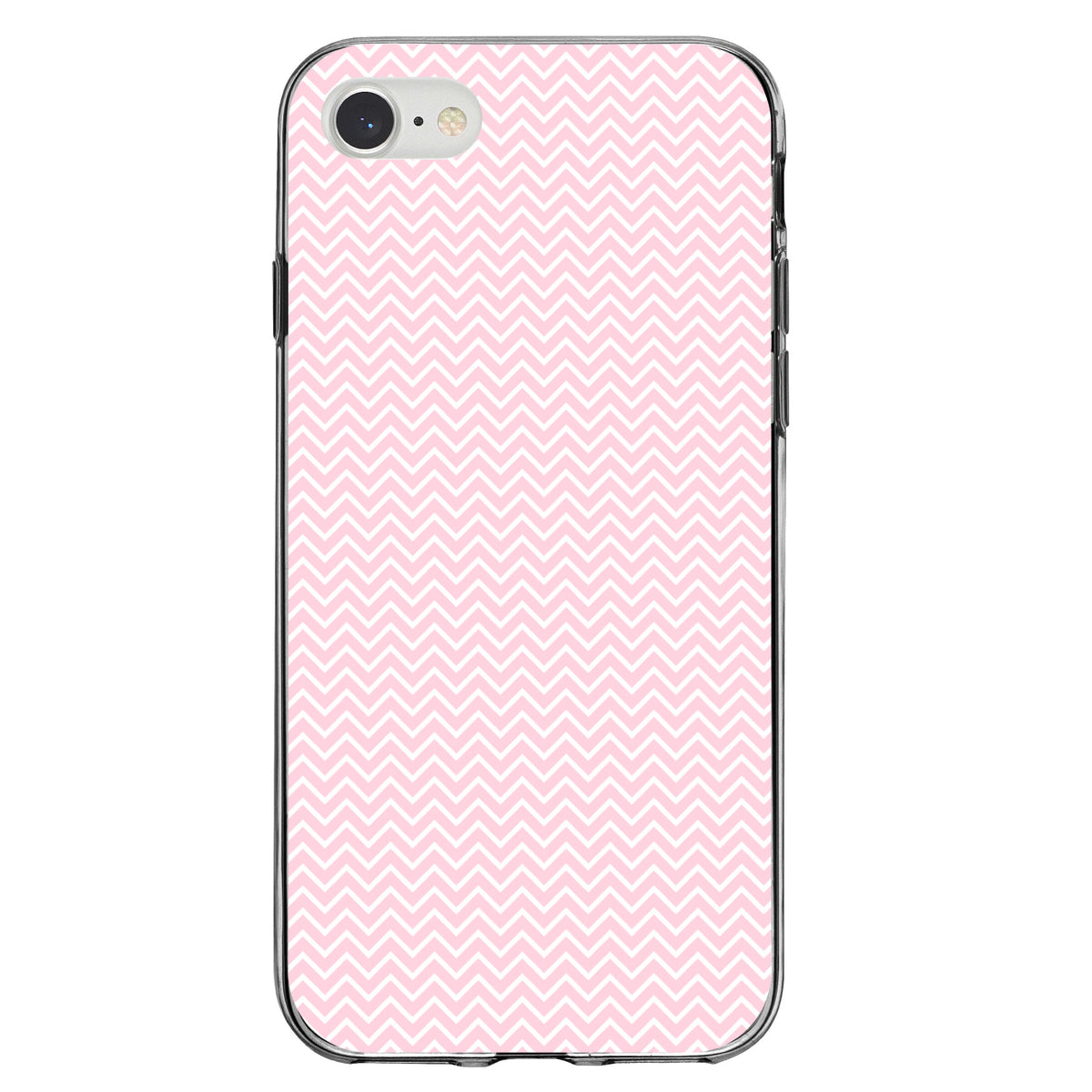 Pink & White Thin Chevron Pattern Clear Shockproof iPhone Case, view 5