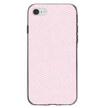 DistinctInk® Clear Shockproof Hybrid Case for Apple iPhone / Samsung Galaxy / Google Pixel - Pink & White Thin Chevron Pattern