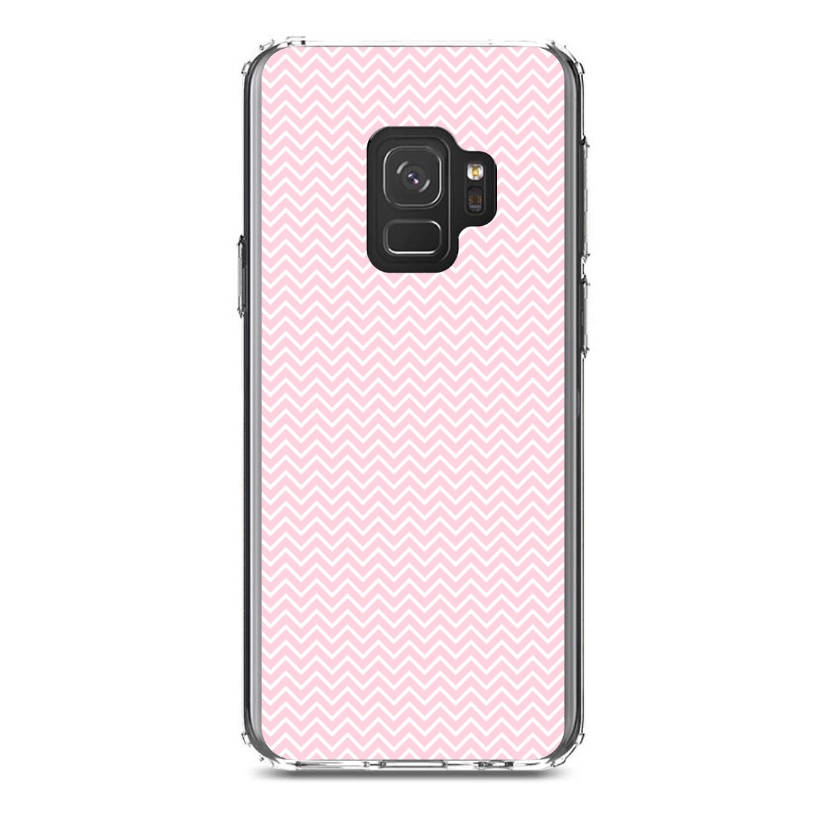 Pink & White Thin Chevron Pattern Clear Shockproof iPhone Case, view 19