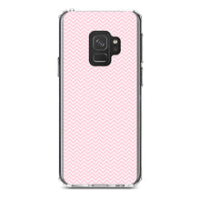 DistinctInk® Clear Shockproof Hybrid Case for Apple iPhone / Samsung Galaxy / Google Pixel - Pink & White Thin Chevron Pattern