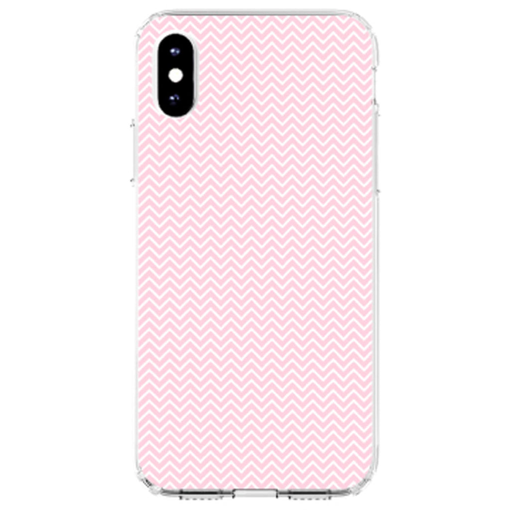 Pink & White Thin Chevron Pattern Clear Shockproof iPhone Case, view 2