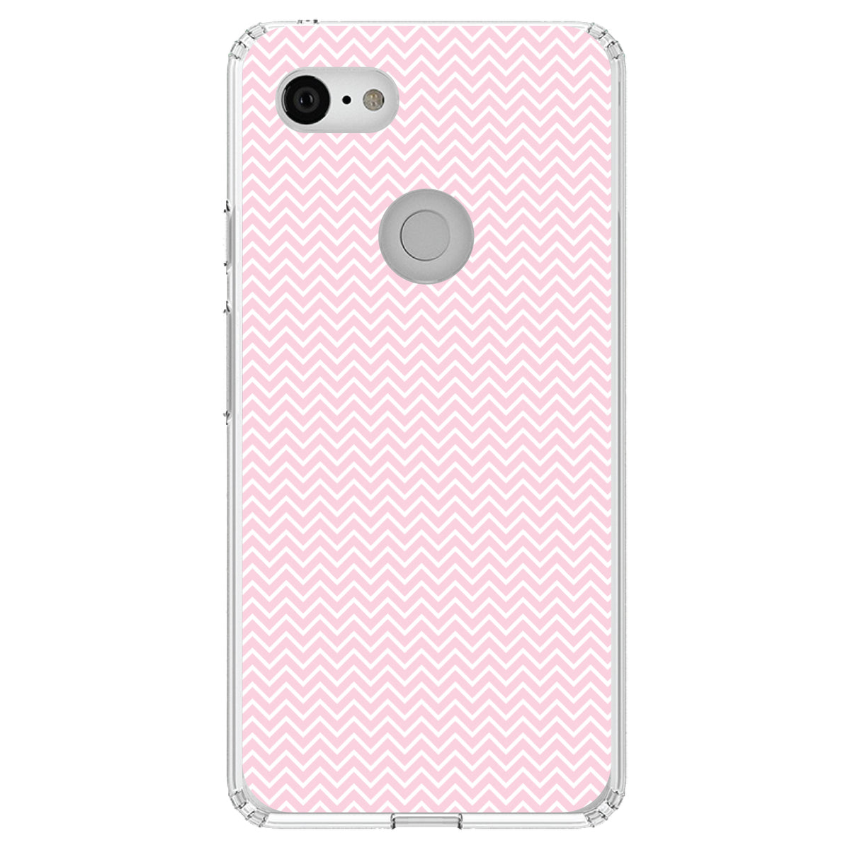 Pink & White Thin Chevron Pattern Clear Shockproof iPhone Case, view 22