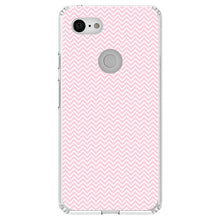 DistinctInk® Clear Shockproof Hybrid Case for Apple iPhone / Samsung Galaxy / Google Pixel - Pink & White Thin Chevron Pattern
