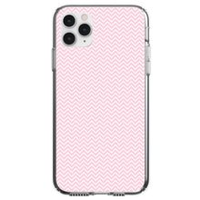 DistinctInk® Clear Shockproof Hybrid Case for Apple iPhone / Samsung Galaxy / Google Pixel - Pink & White Thin Chevron Pattern