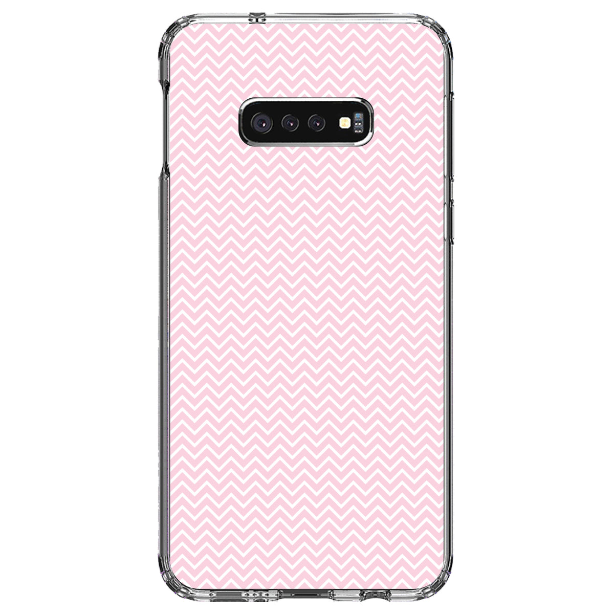Pink & White Thin Chevron Pattern Clear Shockproof iPhone Case, view 18
