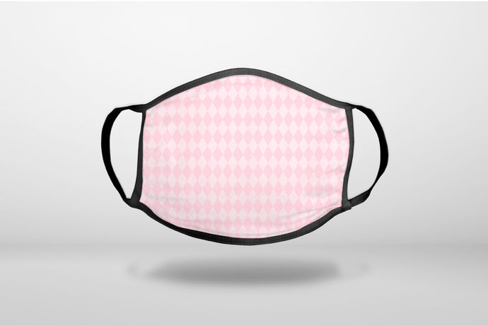 Pink Diamond Pattern - 3-Ply Reusable Soft Face Mask Covering, Unisex, Cotton Inner Layer