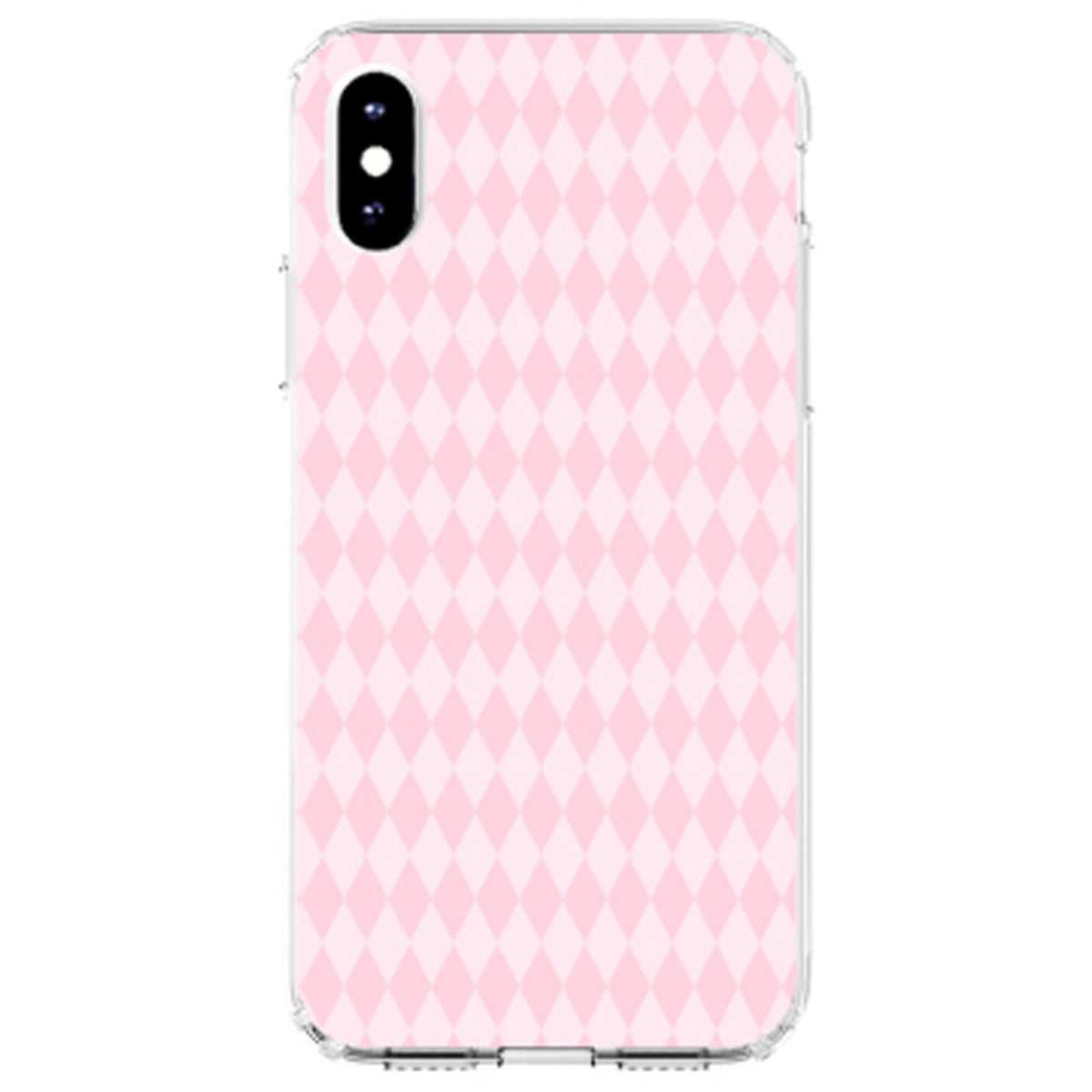 Pink Diamond Pattern Clear Shockproof iPhone Case, view 2