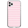 Pink Diamond Pattern Clear Shockproof iPhone Case