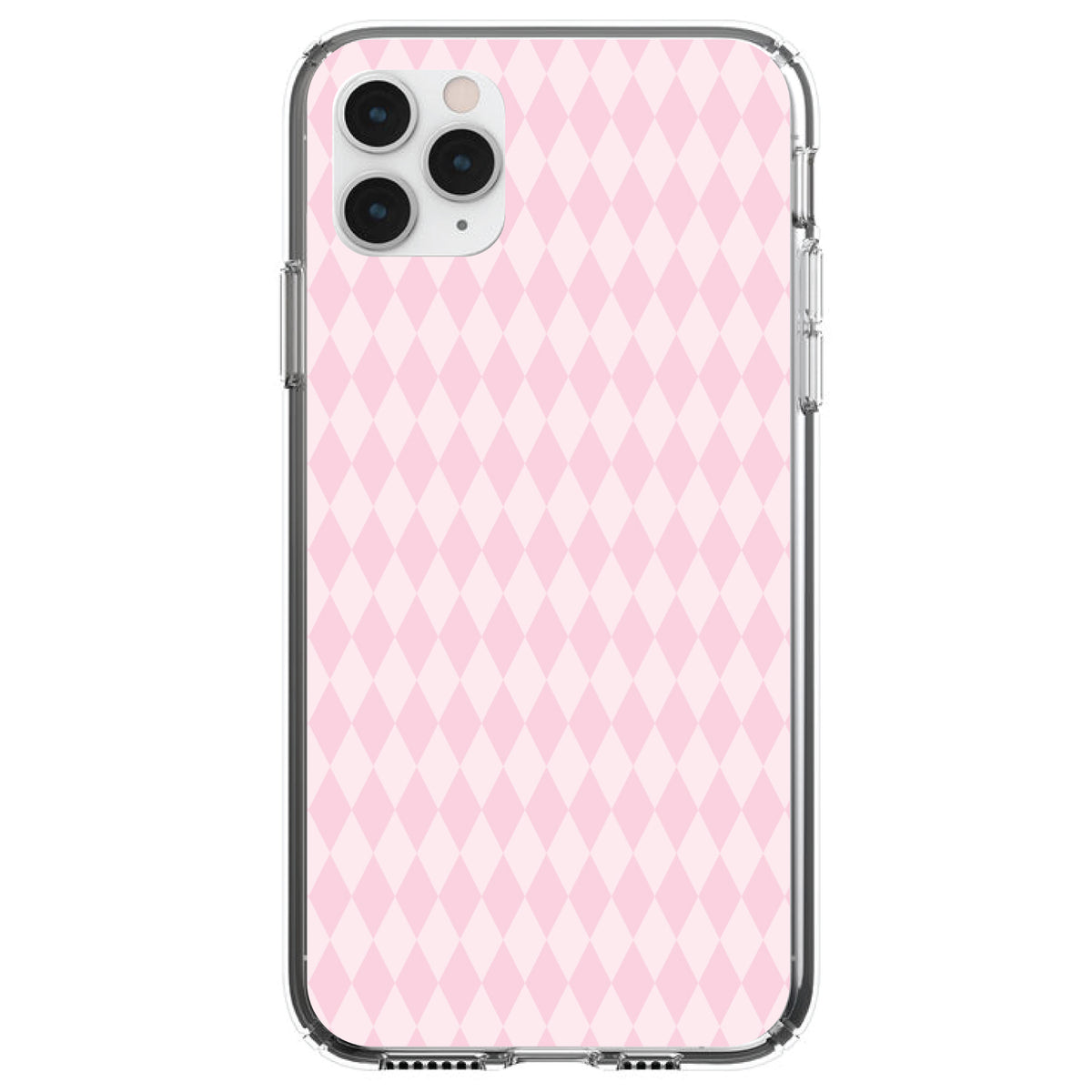 Pink Diamond Pattern Clear Shockproof iPhone Case