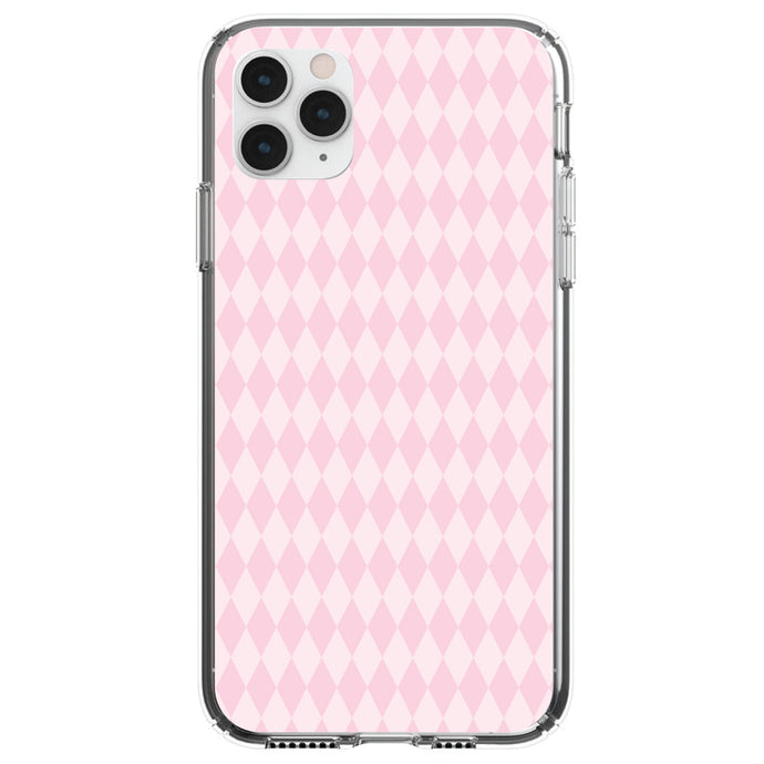 DistinctInk® Clear Shockproof Hybrid Case for Apple iPhone / Samsung Galaxy / Google Pixel - Pink Diamond Pattern