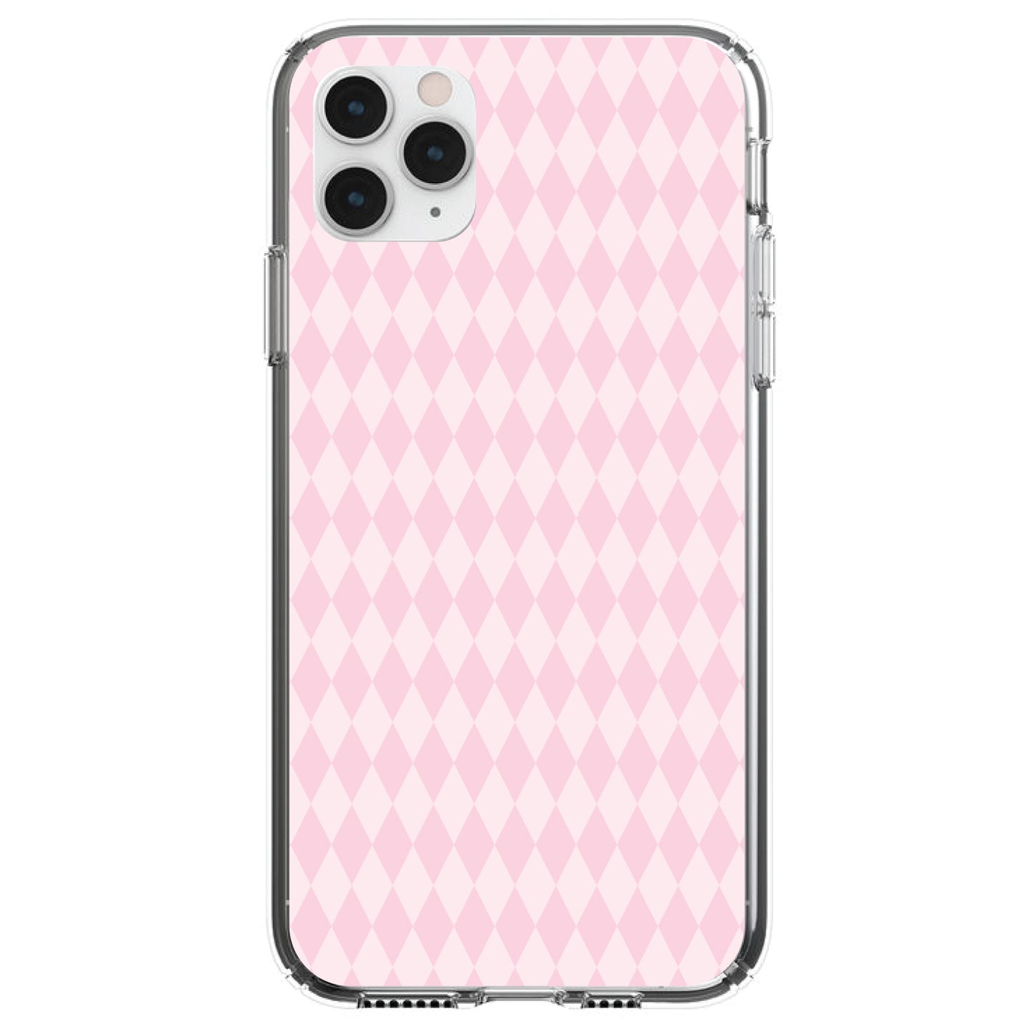 DistinctInk® Clear Shockproof Hybrid Case for Apple iPhone / Samsung Galaxy / Google Pixel - Pink Diamond Pattern