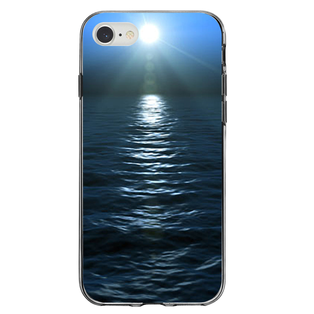 Blue Water Ocean Horizon Clear Shockproof iPhone Case, view 5