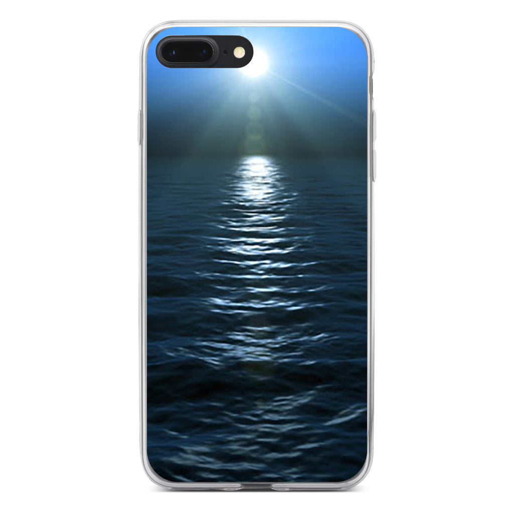 Blue Water Ocean Horizon Clear Shockproof iPhone Case, view 6