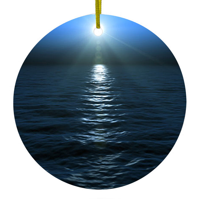 Blue Water Ocean Horizon Ceramic Ornament