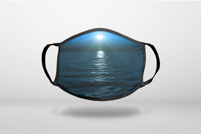 Blue Water Ocean Horizon - 3-Ply Reusable Soft Face Mask Covering, Unisex, Cotton Inner Layer
