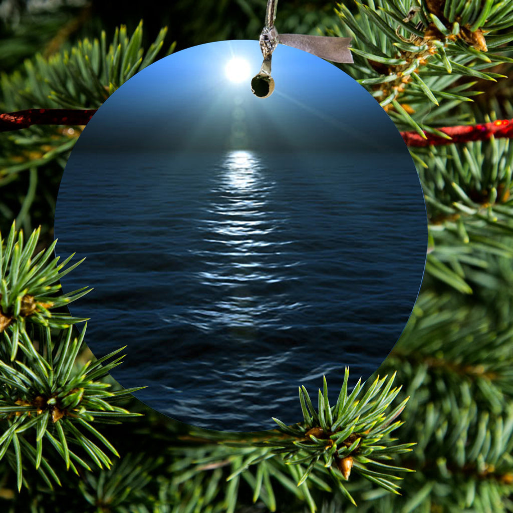 Blue Water Ocean Horizon Ceramic Ornament, view 2