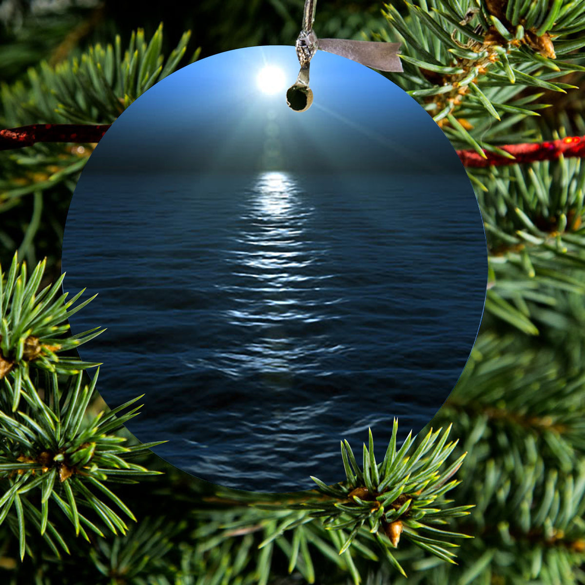 Blue Water Ocean Horizon Ceramic Ornament, view 2