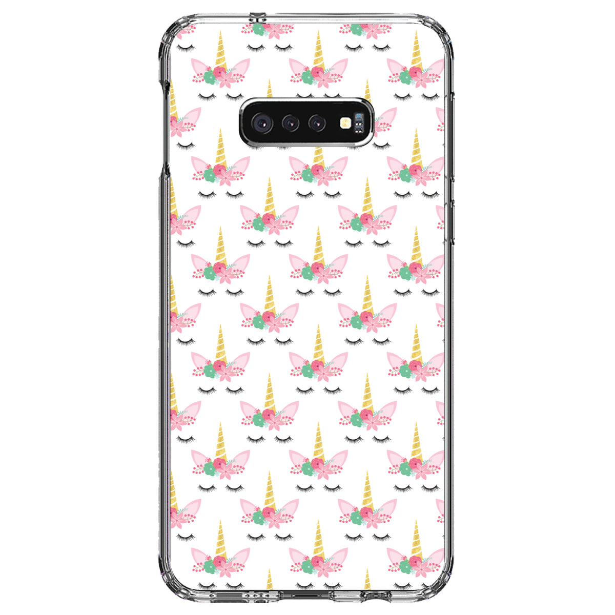 Pastel Unicorn Pattern, White Pink Black Clear Shockproof iPhone Case, view 18