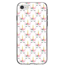 DistinctInk® Clear Shockproof Hybrid Case for Apple iPhone / Samsung Galaxy / Google Pixel - Pastel Unicorn Pattern - White Pink Black