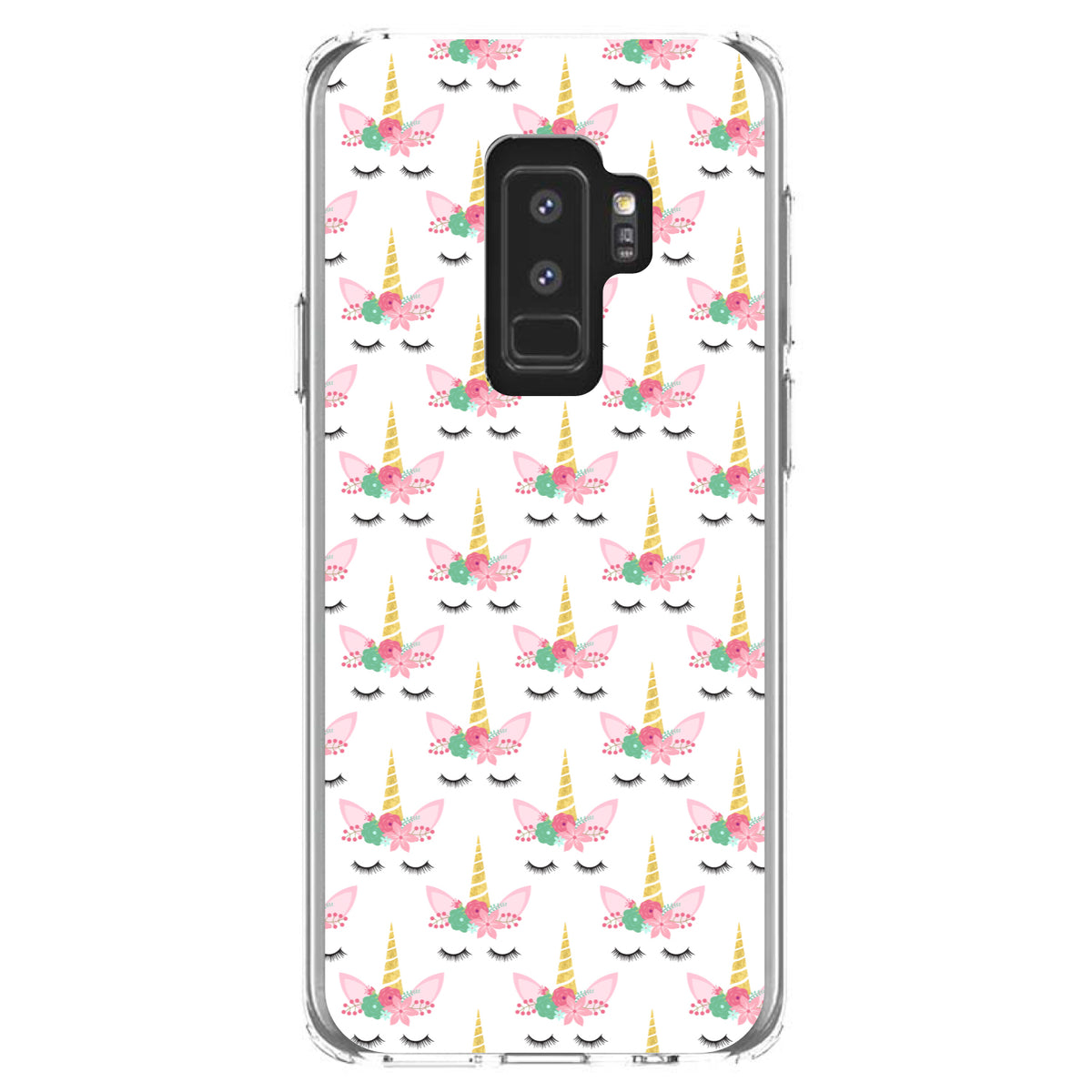 Pastel Unicorn Pattern, White Pink Black Clear Shockproof iPhone Case, view 20
