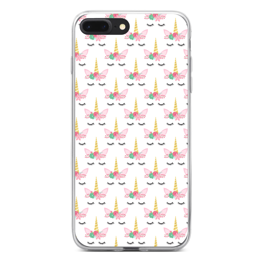 Pastel Unicorn Pattern, White Pink Black Clear Shockproof iPhone Case, view 6