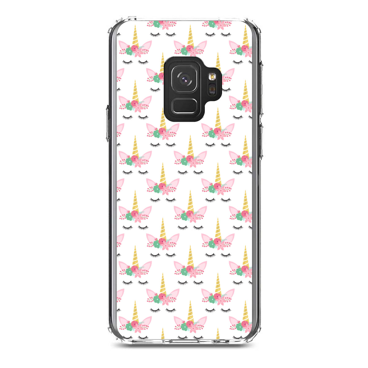 Pastel Unicorn Pattern, White Pink Black Clear Shockproof iPhone Case, view 19