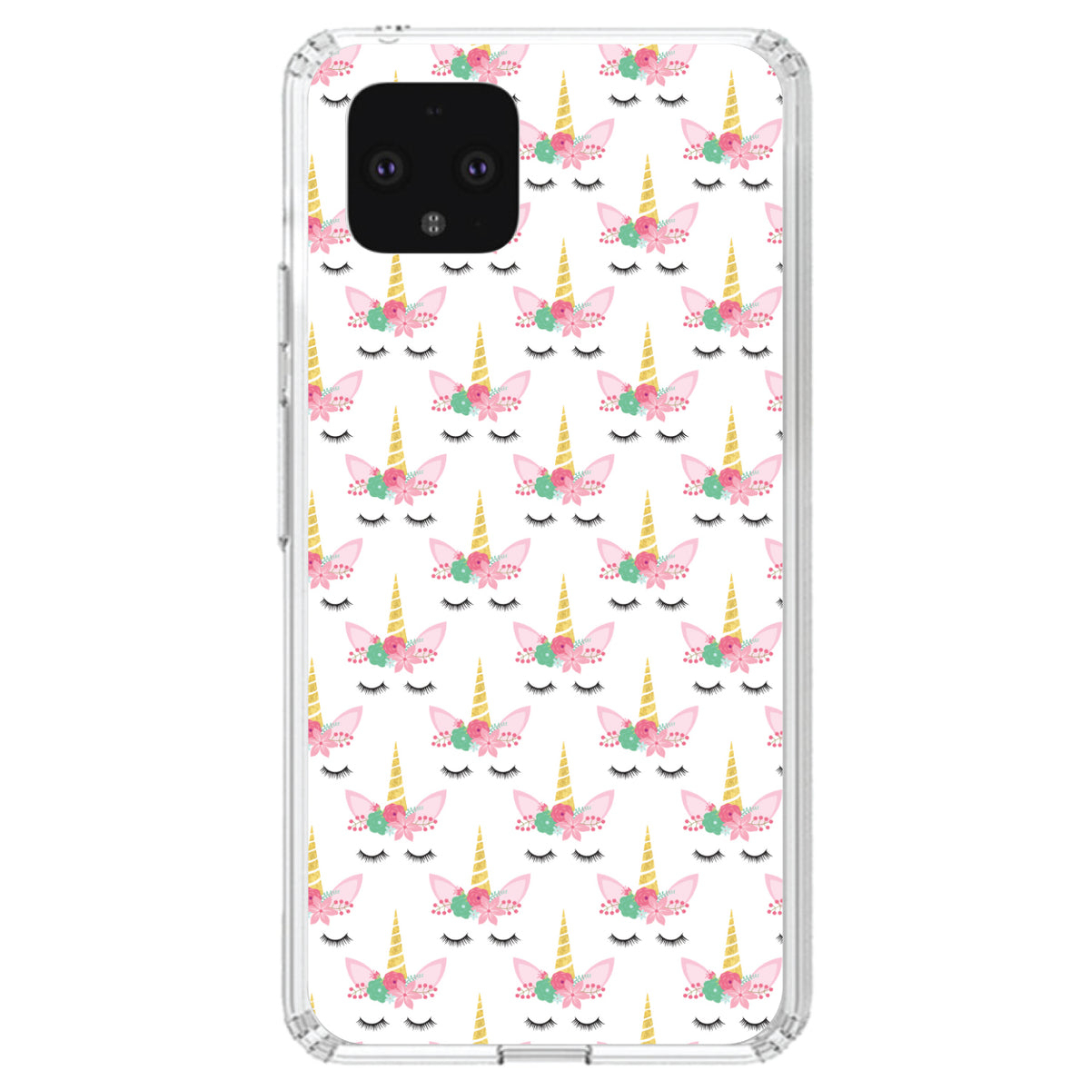 Pastel Unicorn Pattern, White Pink Black Clear Shockproof iPhone Case, view 24