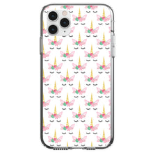DistinctInk® Clear Shockproof Hybrid Case for Apple iPhone / Samsung Galaxy / Google Pixel - Pastel Unicorn Pattern - White Pink Black