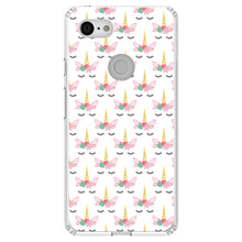 DistinctInk® Clear Shockproof Hybrid Case for Apple iPhone / Samsung Galaxy / Google Pixel - Pastel Unicorn Pattern - White Pink Black