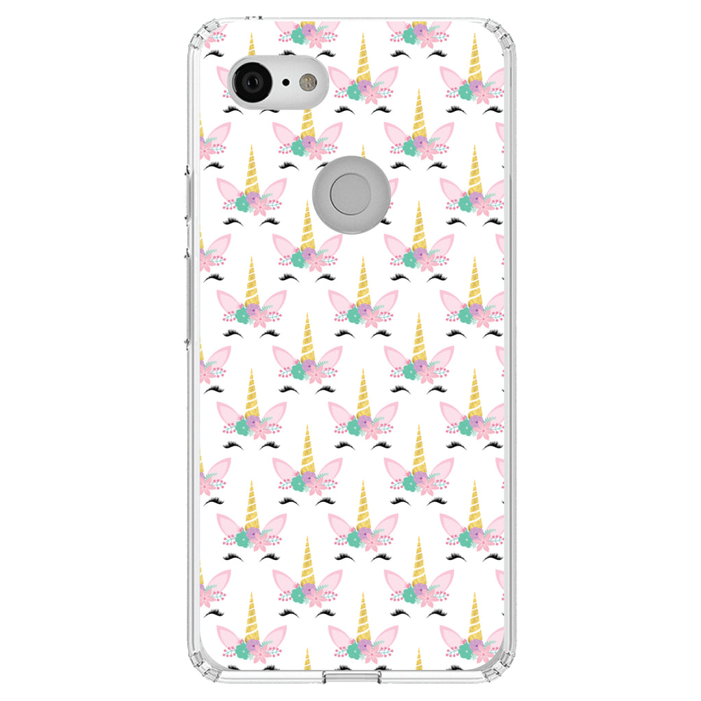 Pastel Unicorn Pattern, White Pink Teal Clear Shockproof iPhone Case, view 22