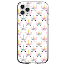 DistinctInk® Clear Shockproof Hybrid Case for Apple iPhone / Samsung Galaxy / Google Pixel - Pastel Unicorn Pattern - White Pink Teal