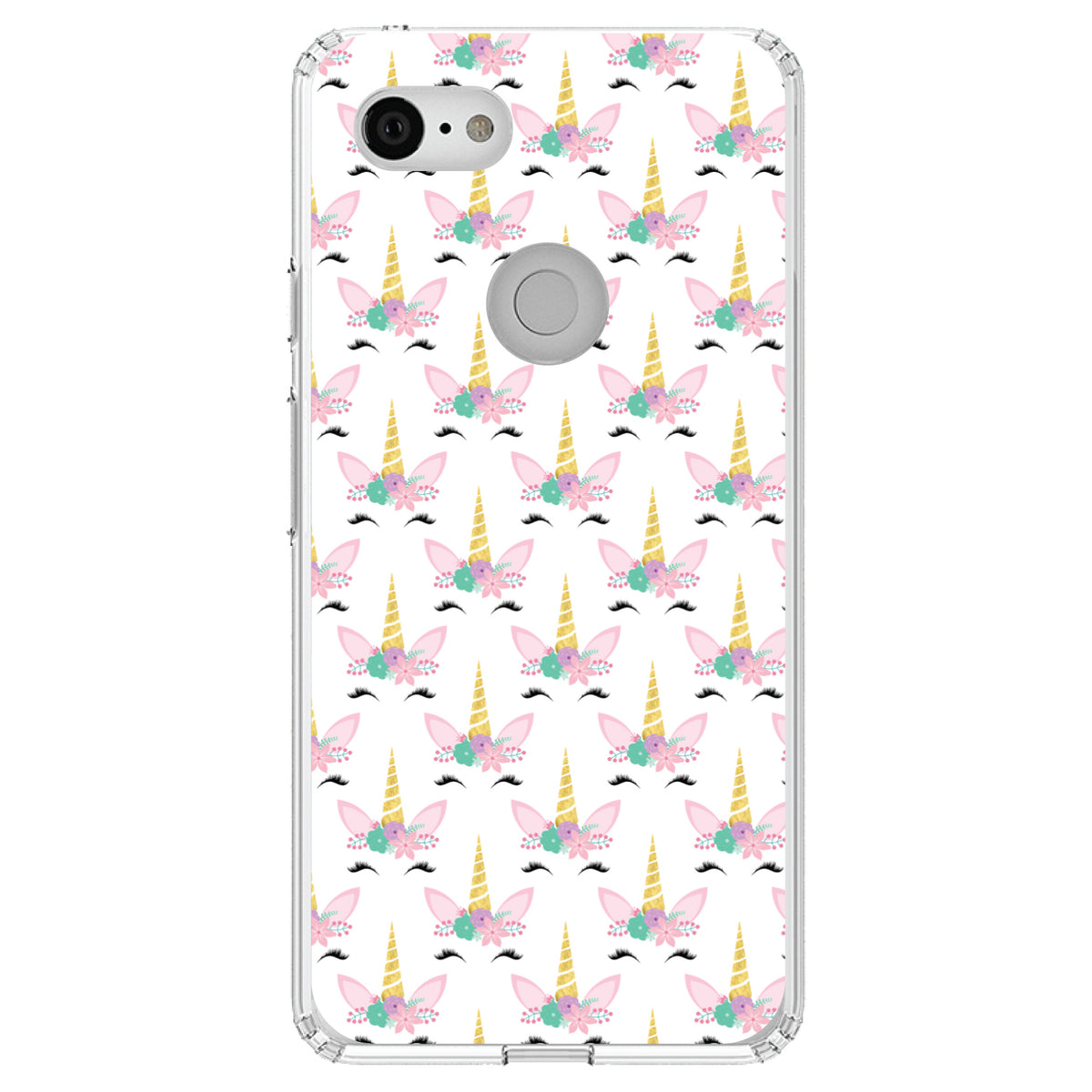 Pastel Unicorn Pattern, White Pink Teal Clear Shockproof iPhone Case, view 21