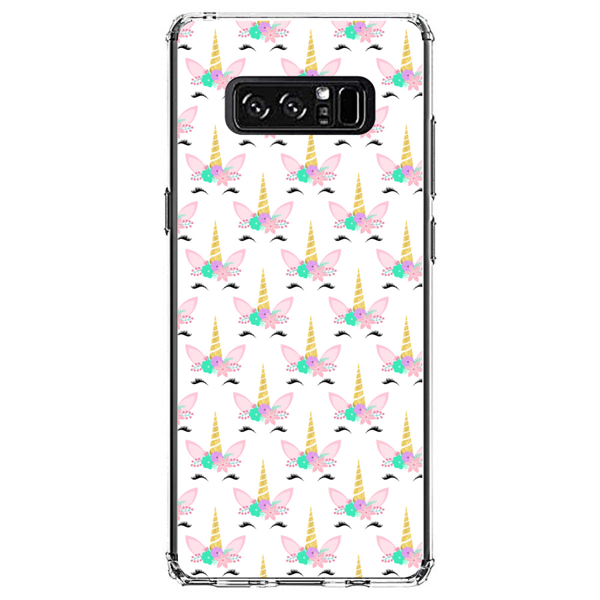 Pastel Unicorn Pattern, White Pink Teal Clear Shockproof iPhone Case, view 12