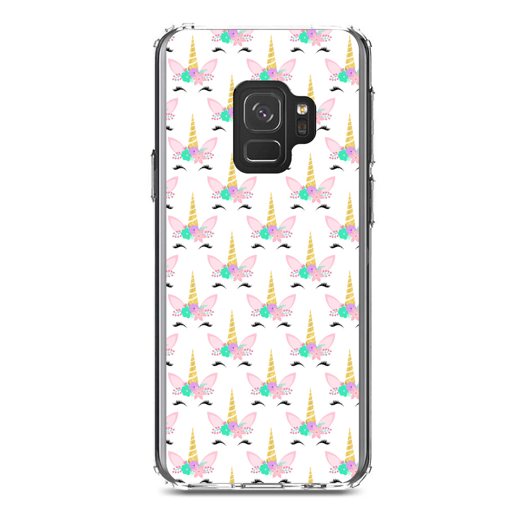 Pastel Unicorn Pattern, White Pink Teal Clear Shockproof iPhone Case, view 19