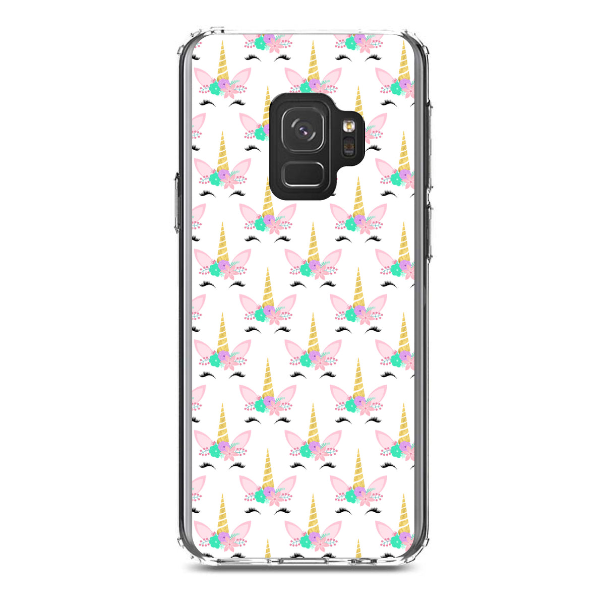 Pastel Unicorn Pattern, White Pink Teal Clear Shockproof iPhone Case, view 19