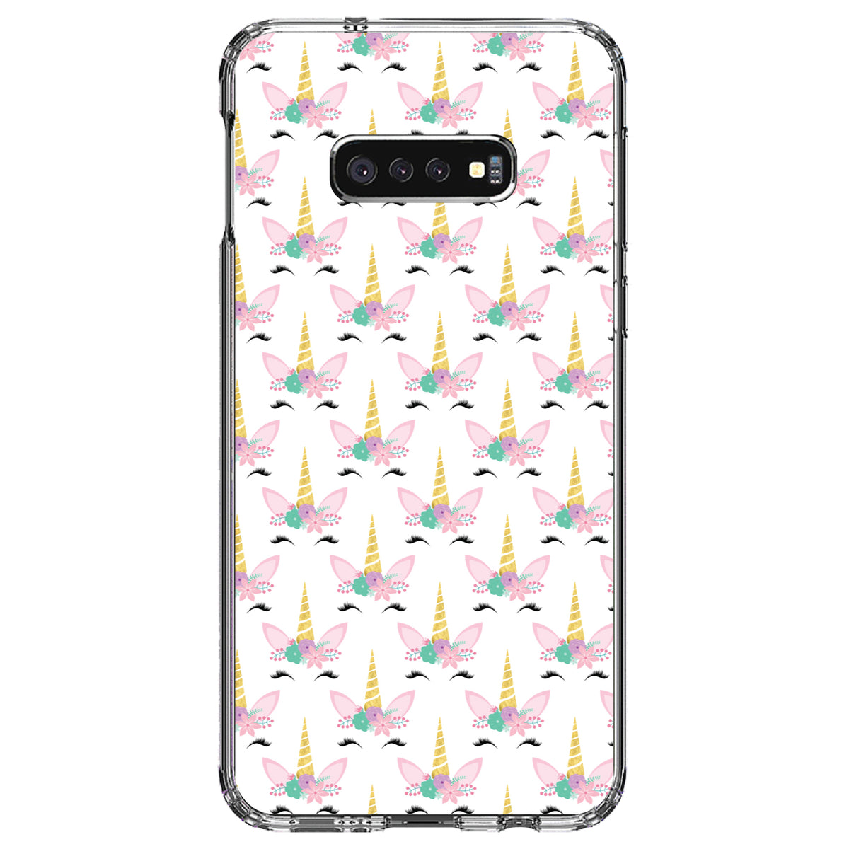 Pastel Unicorn Pattern, White Pink Teal Clear Shockproof iPhone Case, view 18