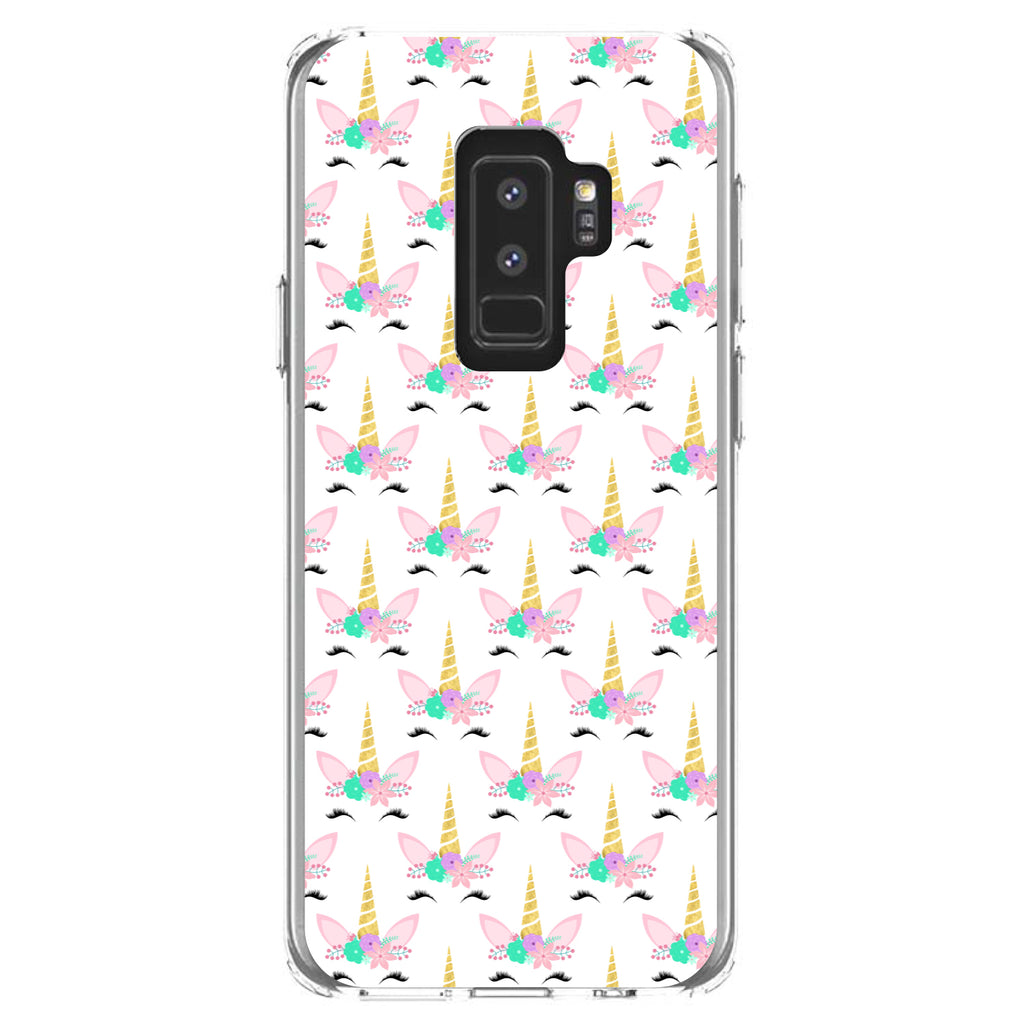 Pastel Unicorn Pattern, White Pink Teal Clear Shockproof iPhone Case, view 20