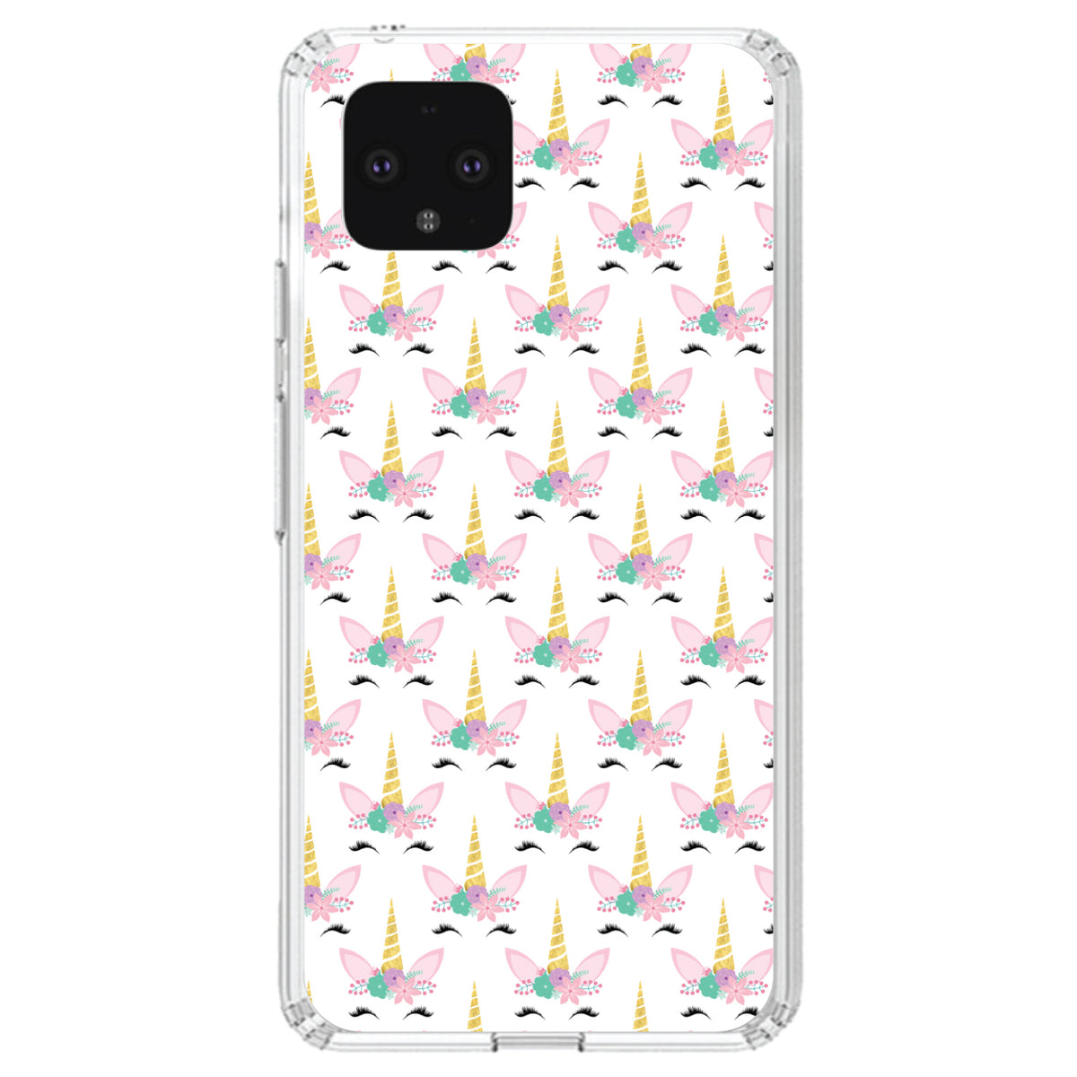 Pastel Unicorn Pattern, White Pink Teal Clear Shockproof iPhone Case, view 24
