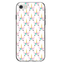 DistinctInk® Clear Shockproof Hybrid Case for Apple iPhone / Samsung Galaxy / Google Pixel - Pastel Unicorn Pattern - White Pink Teal