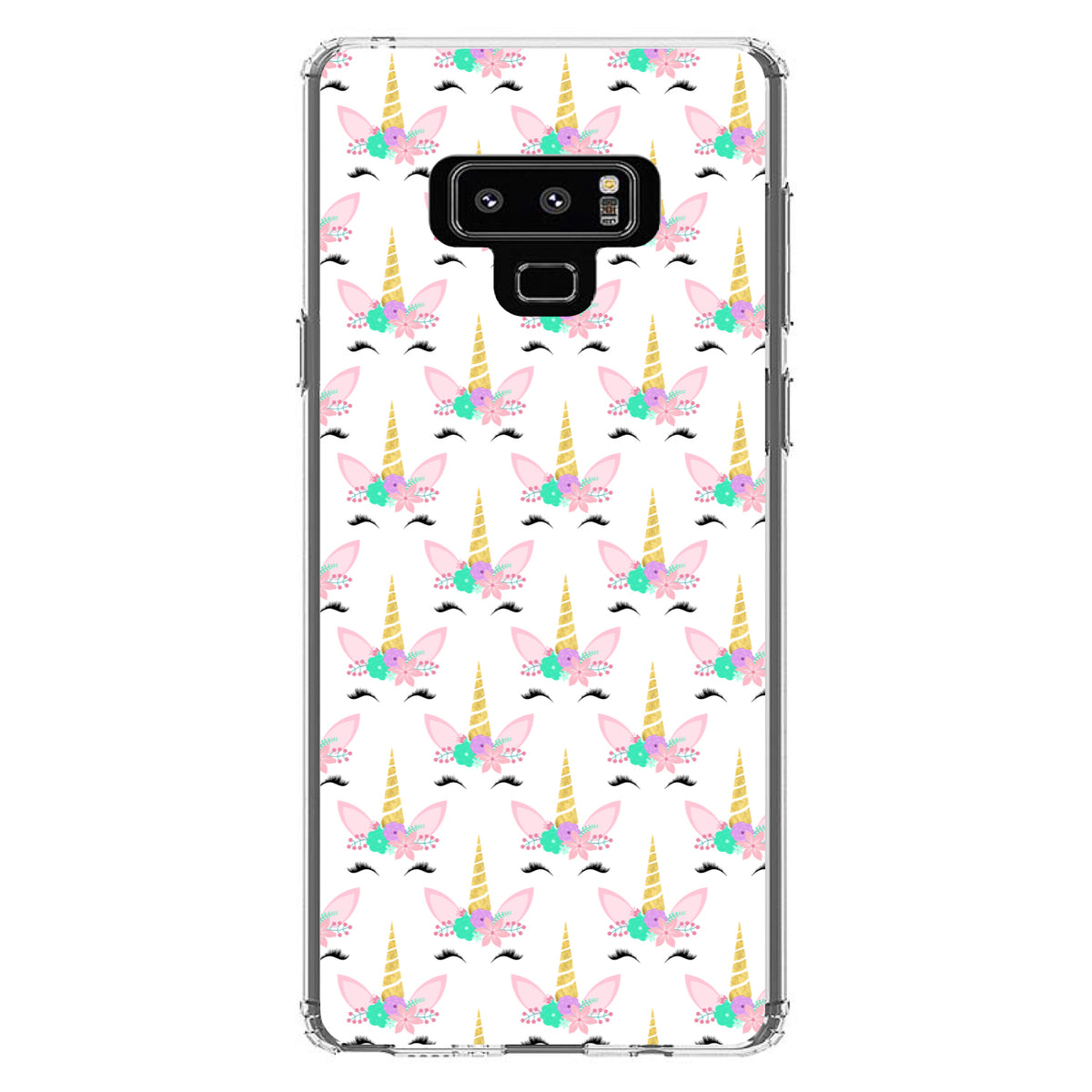 Pastel Unicorn Pattern, White Pink Teal Clear Shockproof iPhone Case, view 11