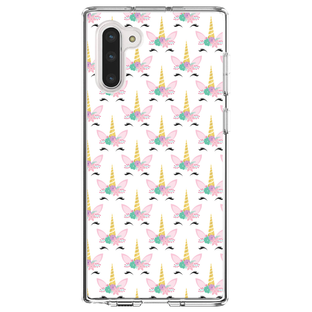 Pastel Unicorn Pattern, White Pink Teal Clear Shockproof iPhone Case, view 9