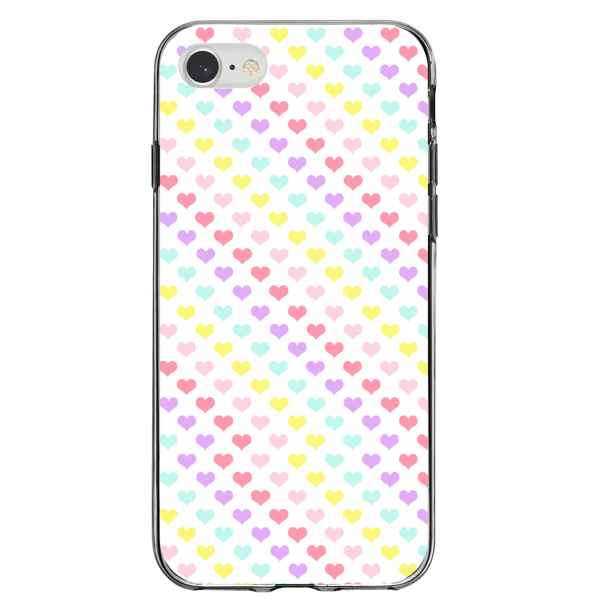 Rainbow Hearts Diagonal Pattern Clear Shockproof iPhone Case, view 5
